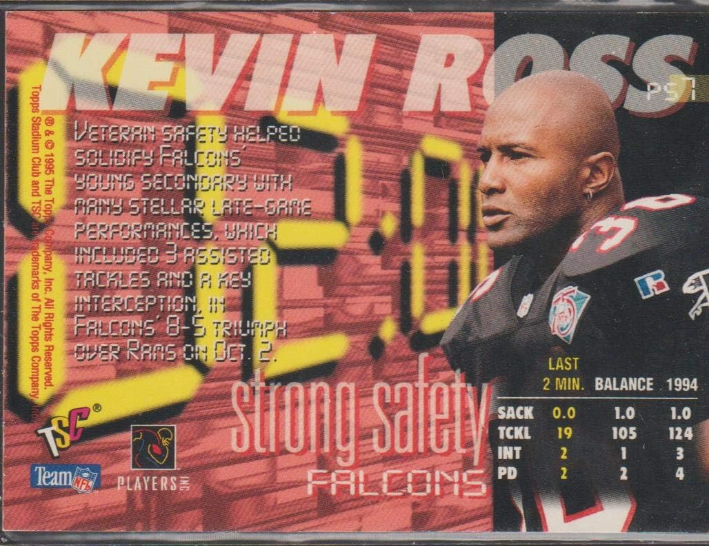 1995 Topps Stadium Club Kevin Ross Falocns Power Surge Insert Football Card #PS7