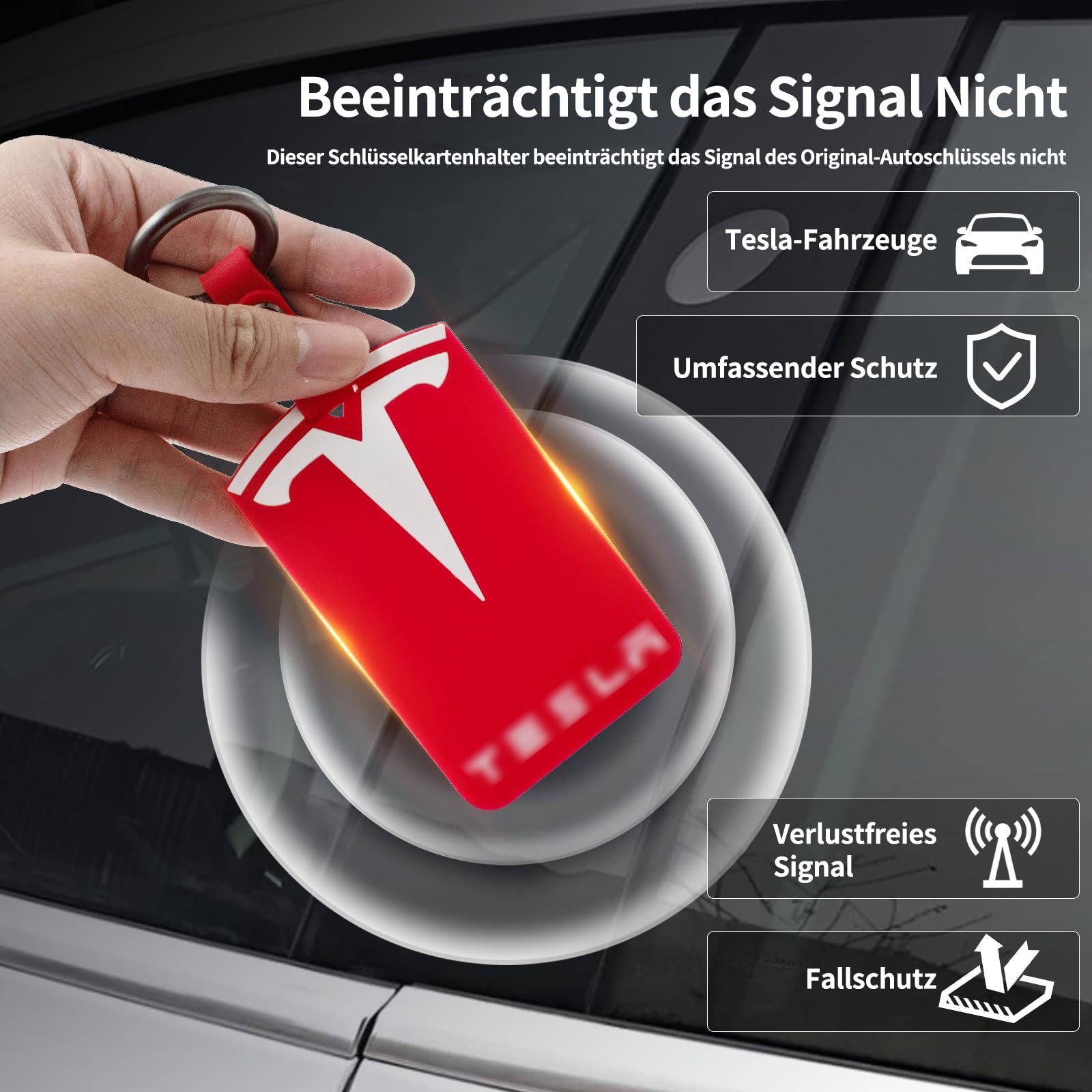 RYHX Portatarjetas para Tesla Model S/3/X/Y, llavero de silicona titular de la tarjeta llave Tesla Accesorios - 5