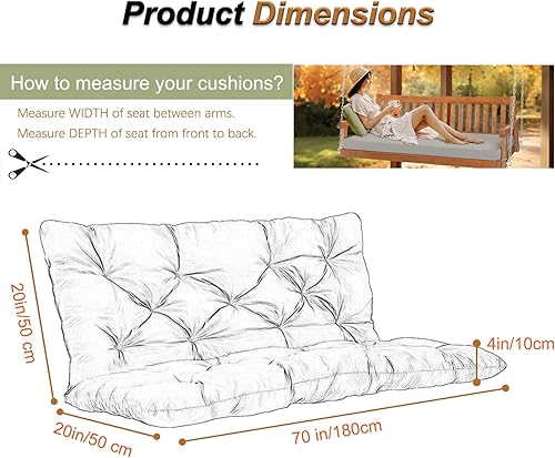 Miniatura 120 de Cojín de repuesto para columpio de 2-3 asientos, cojines de banco para exteriores con respaldo grueso de 4 pulgadas, muebles de patio, jardín, Flor
