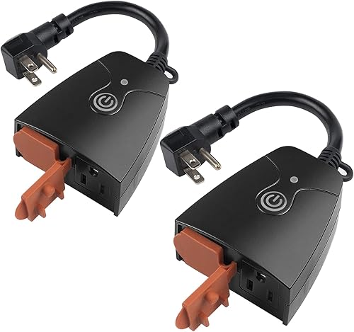 Enchufe WiFi inteligente para exteriores, temporizador Wi-Fi de alta resistencia HBN con dos tomas de corriente con conexión a tierra, control