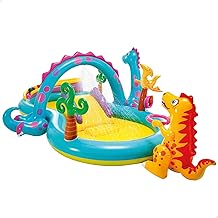 Intex 57135NP Dinosaur Water Play Center, Paddling Pool with Moveable Arch Water Spray. Perfect Activity Centre for Outdoor Summer Fun! - Multicolor