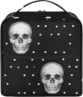 Standing Makeup Bag Skull Toiletry Bag | Top Handle, Multi-compartment, Trolley Sleeve, Adjustable Dividers, Large Capacity,Colorful Print