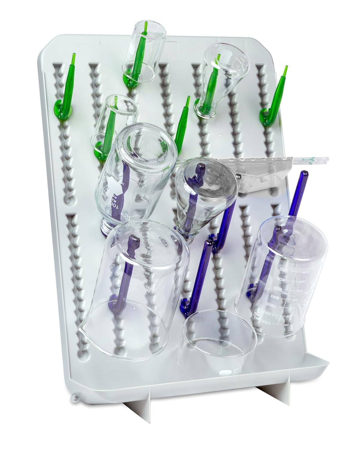 Heathrow Scientific Lab Drying Rack for Glassware, Includes 72 Removable Pegs with SureGrip Hooks, Durable Polystyrene Construction, Self-Standing or Wall-Mountable, Holds up to 77 Pounds of Glassware