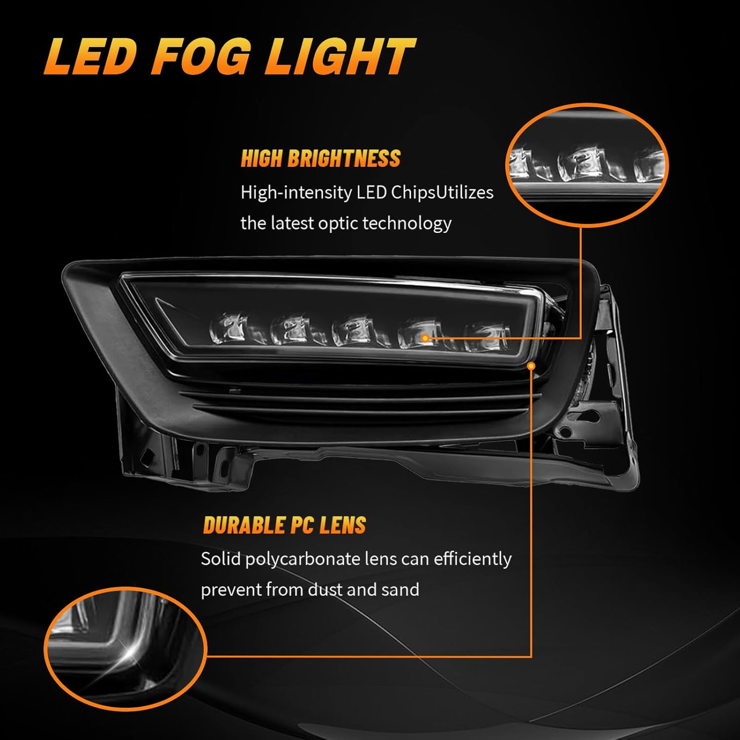 LED Fog Light for 2013-2015 Honda Accord Sedan, Front Bumper Driving Light Kit, Fog Lamp Assembly Replacement with Wiring Harness, Switch,Plug and Play
