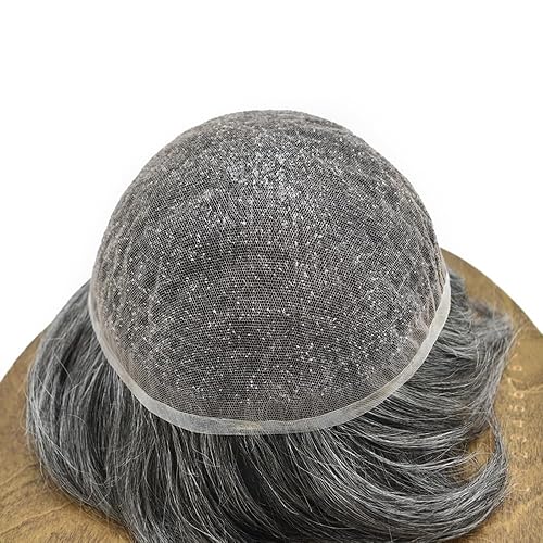 Miniatura 4 de Toupee para hombres, sistema de reemplazo de cabello humano real, encaje suizo suave, encaje suizo, sistema de cabello para hombres, extensiones de