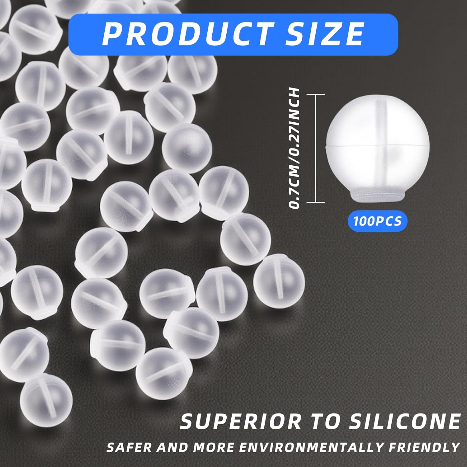 100 pcs Comfort Impenetrable Soft Safety Backs for Earrings, Secure Clear Rubber Earring Backs,Medical-Grade TPE Earring Back All Earrings Types(6.5mm,Same Material as Baby Pacifiers) - Image 2