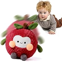 Tummy Time Toys, Sensory Toys for Babies, Interactive Musical Plush Lychee with Record Replay, Dancing Bouncing Ball, Crawling Gift for Newborn Babies Infants