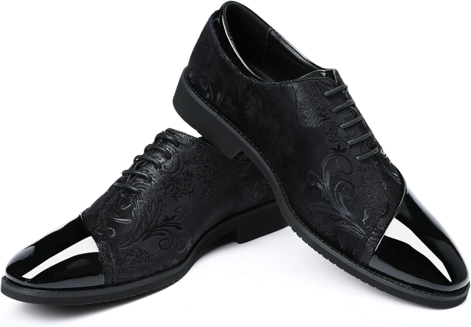 AUSTIN MILL Mens Classic Formal Oxford Lace-up Patent Velvet Shoe for Men Wedding Suit Tuxedo Dress Shoes - Image 4