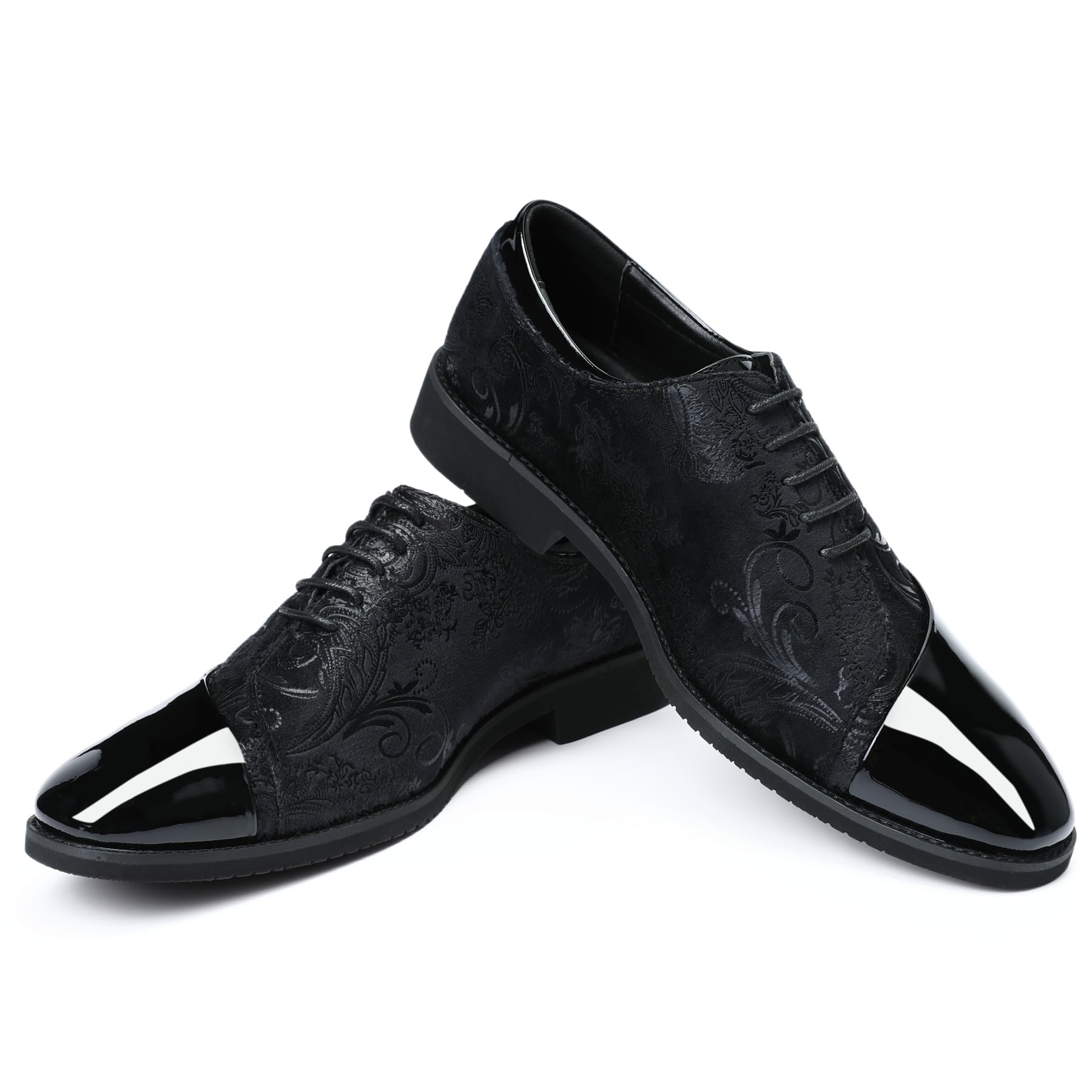 Allthemen Scarpe Uomo Pelle PU Lacci Derby Jacquard Smoking Oxford Bassi Stampati Formali Sposa