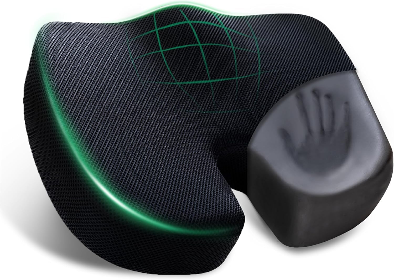 EGOHOME Seat Cushion, Charcoal Memory Foam Wedge Cushion for Back Relief, Breathable Coccyx Cushion, 70-90 kg, Desk Chair Cushion, Supportive Seat Cushion, Washable Cover