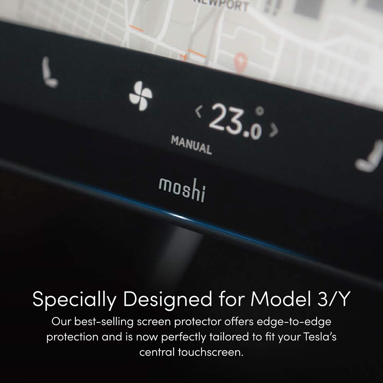 moshi ivisor xt clear glossy screen protector for tesla model 3 model y 15 central touchscreen easy installation no alignment tools needed bubble