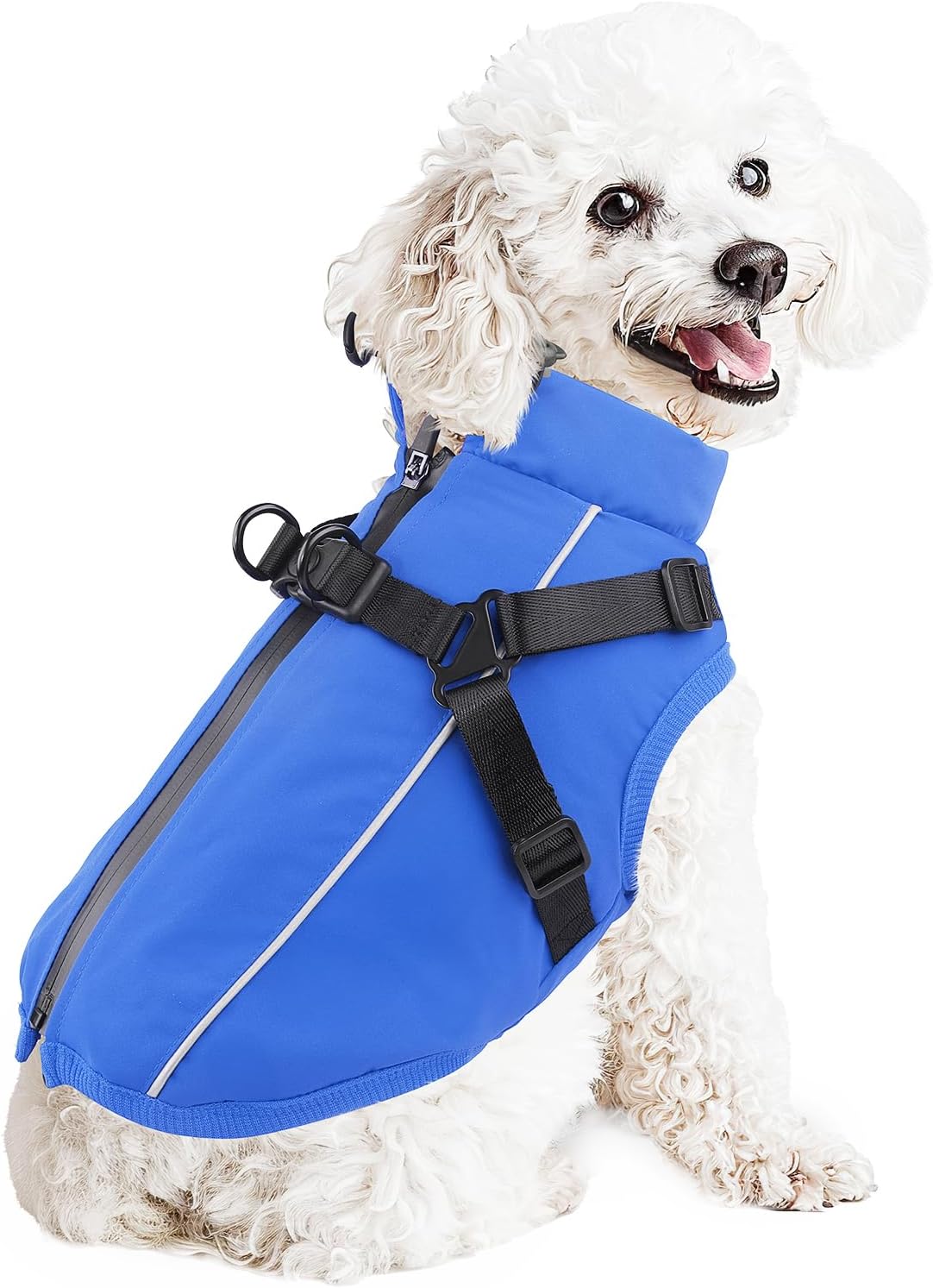Dog Winter Coat Reflective Water-Resistant Jacket, Fleece Lined Windproof Puppy Coat with Back Zipper & D-Ring, Cold Weather Dog Coats for Small Medium Dogs (S, Blue) - Image 2