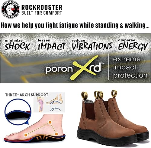 Miniatura 5 de ROCKROOSTER Lumen - Botas Chelsea para hombre, botas de cuero aceitado, botas de trabajo de punta suave de 6 pulgadas, Poron XRD, Coolmax, ASTM