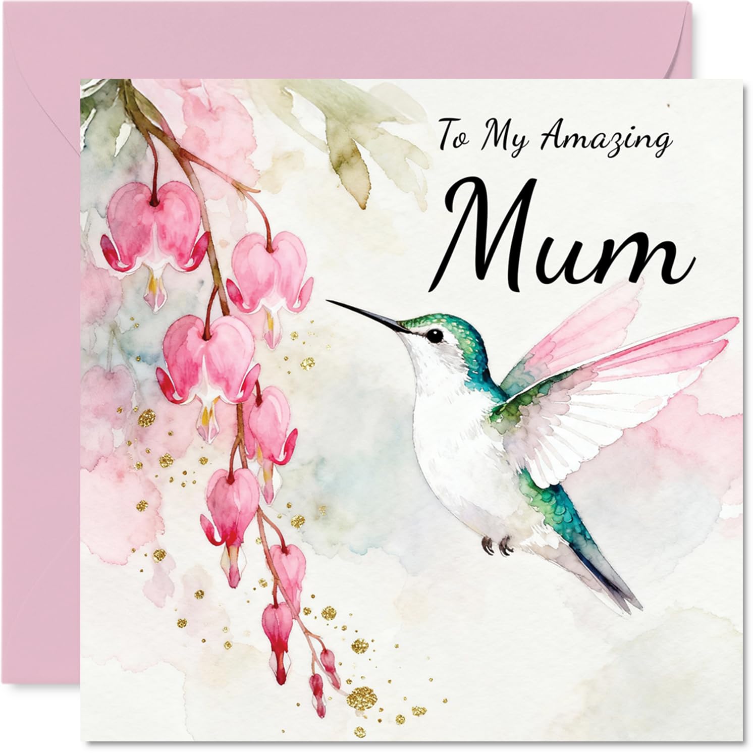 Mum Birthday Card, Hummingbird Wishes
