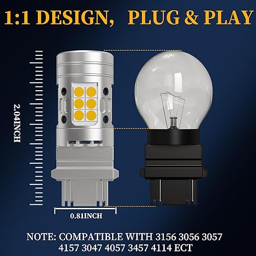 Miniatura 83 de Yorkim Bombilla LED 7440, luces rojas brillantes, bombillas LED T20, 7443 LED, 7441 LED, W21W LED, 7444 bombillas, para luz de marcha atrás/de Rojo