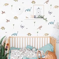 Vista 9 de QUCHENG Calcomanías de pared de dinosaurio, calcomanías de animales para dormitorio, decoración extraíble, cuarto de bebé, habitación de los niños