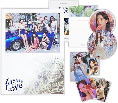 ButterFox TWICE - 10th Mini Album [Taste of Love] Taste Ver. Cover + Sleeve + Photobook + CD-R + Lenticular + Tasting Card + Coaster + Photocard + 2 Pin Button Badges