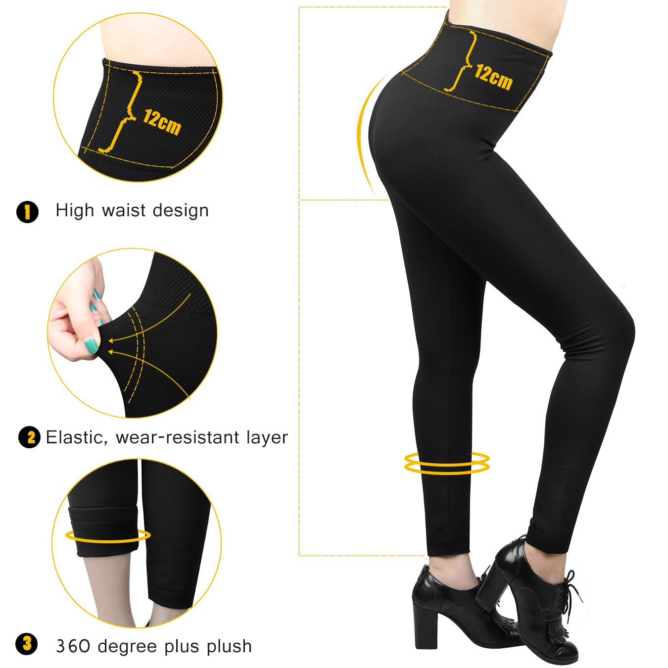 Moon Wood 7 Pezzi Leggings Donna Invernali Termici Vita Alta Fleece Leggins Push Up Morbidi ed Elastici Pantacollant Sportivi o Casual