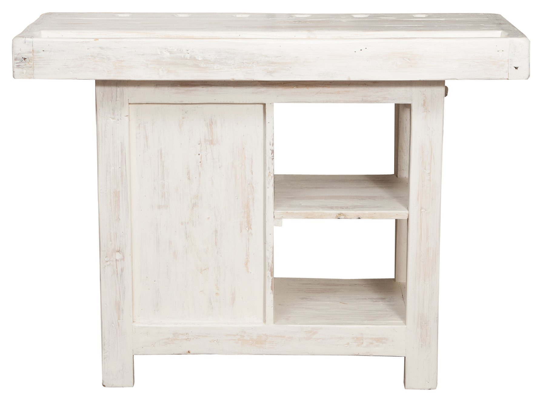 Biscottini Mesa alta de trabajo 116 x 90 x 63 cm fabricada en Italia | Isla de cocina encimera madera maciza | Banco de cocina | encimera de cocina madera