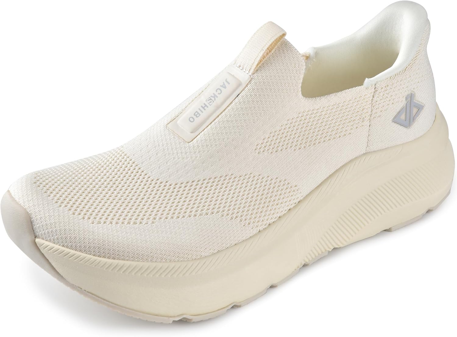 JACKSHIBO Women’s Wide Toe Box Slip in Hands Free Shoes Arch Support Orthopedic Plantar Fasciitis Slip On Walking Sneakers with Metatarsal Pad