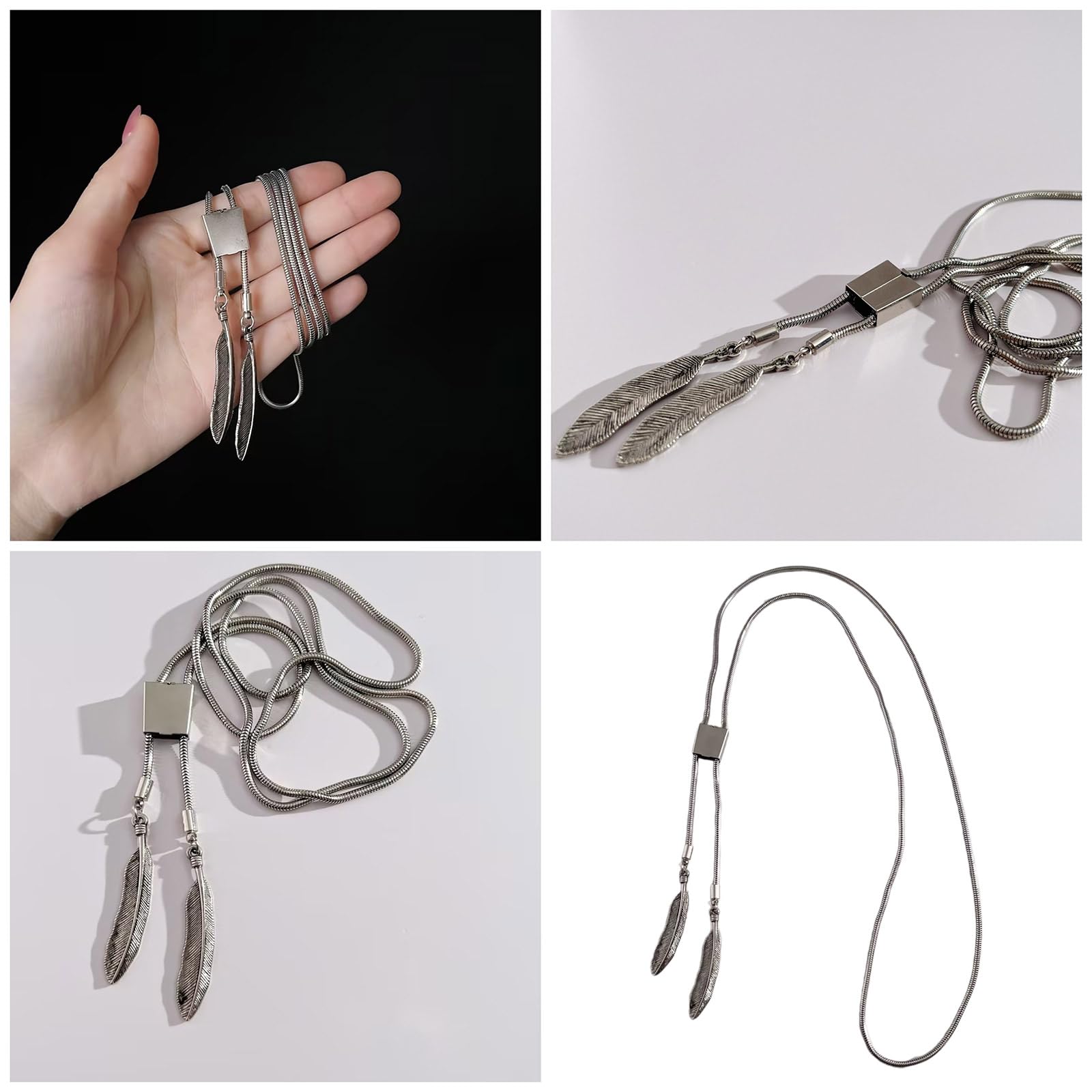 Cravatte da Cowboy, Collana con Cravatta da Cowboy Metallo Intrecciato Cordino