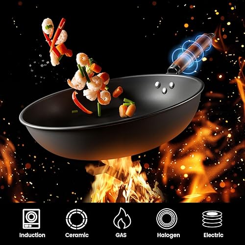 Miniatura 4 de Cocina de inducción, 1700 W85 V  120 V, Wok eléctrico portátil, wok de acero al carbono de 13 pulgadas incluido