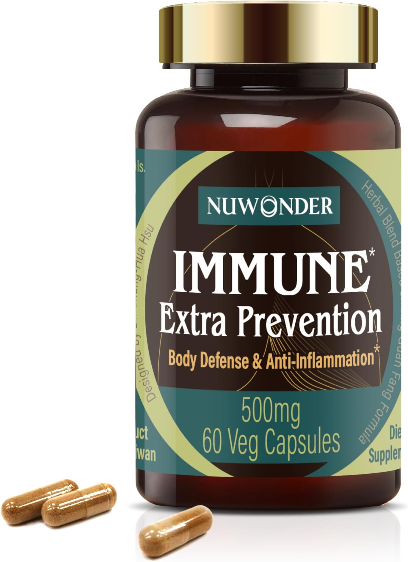 Immune Extra Prevention, Natural Immune Support, Clinically Tested Formula, Natural Defense, Body Wellness, Non-Drowsy, No Chemical Ingredient. Awarded The Greatest Inventions. 60 Capsules