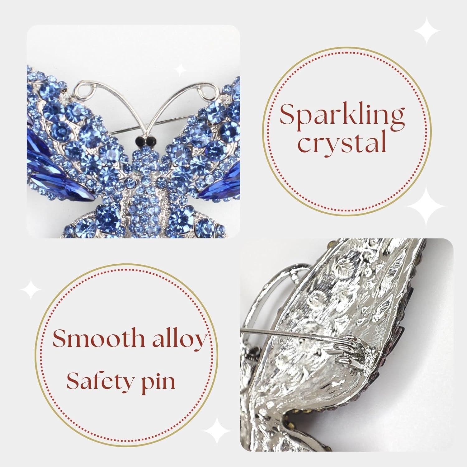 Large Crystal Rhinestone Butterfly Brooch Elegant Lapel Pins Dress Accessories Jewelry Gift For Women - Image 4