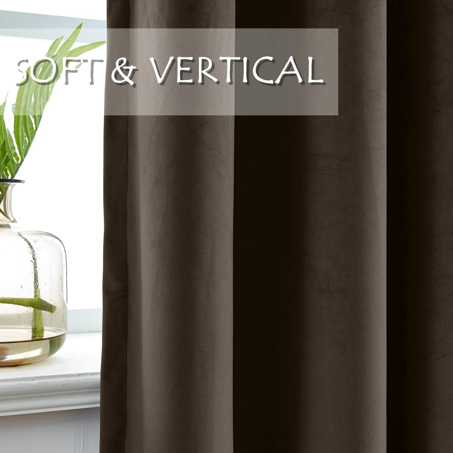 Macochico Extra Long Blackout Loft Velvet Curtains Grommet Room Drakening Drapes Thermal Insulated Curtains for Loft Living Room Bedroom Guest Room Chocolate 50W x 144L Inch (1 Panel)