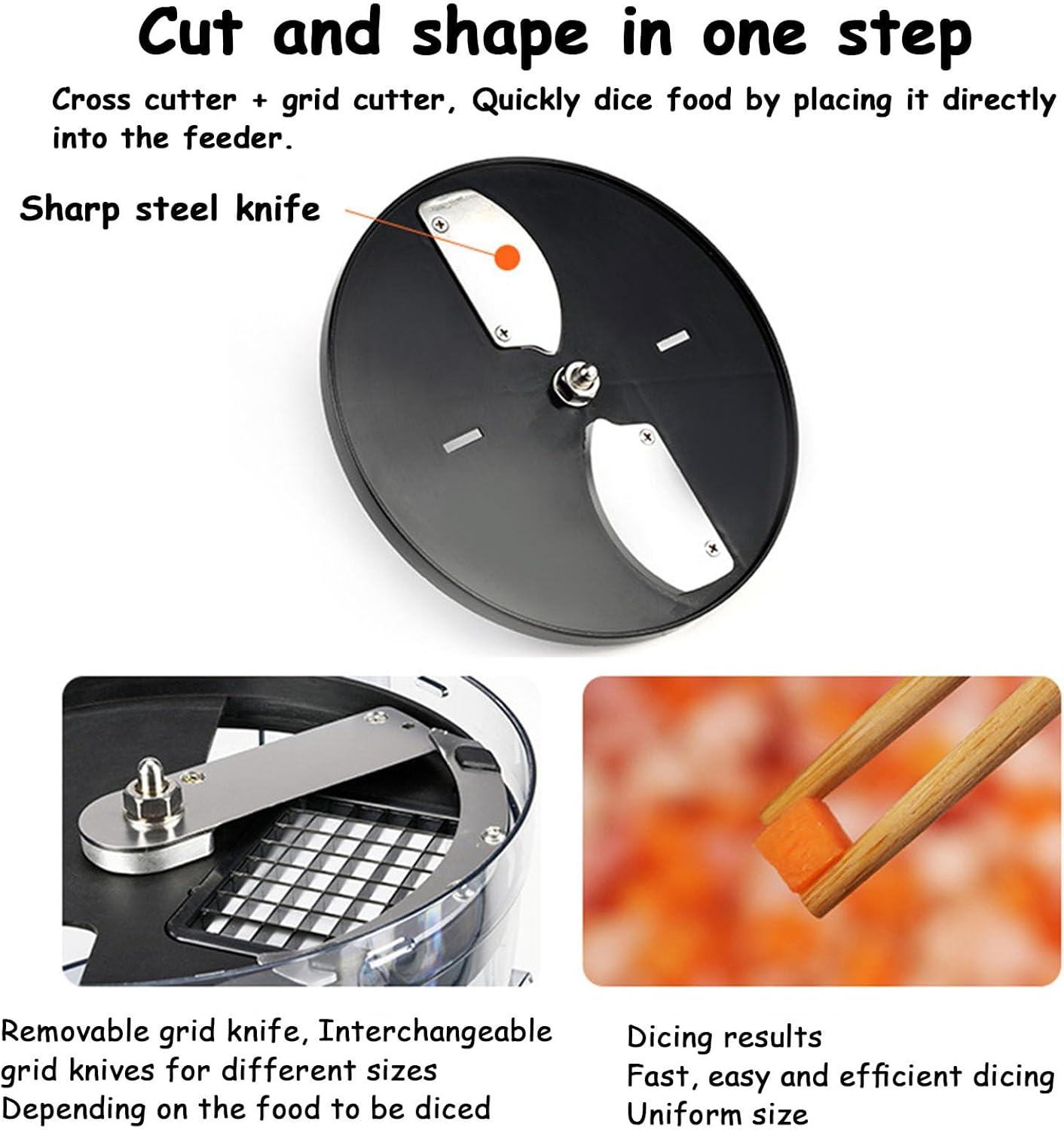 Electric Vegetable Dicer Chopper, Commercial Food Processor Professional Veggie Shredder Multifunctional, 600W Automatic Cutter Food Processor Fruit Cutting Machine