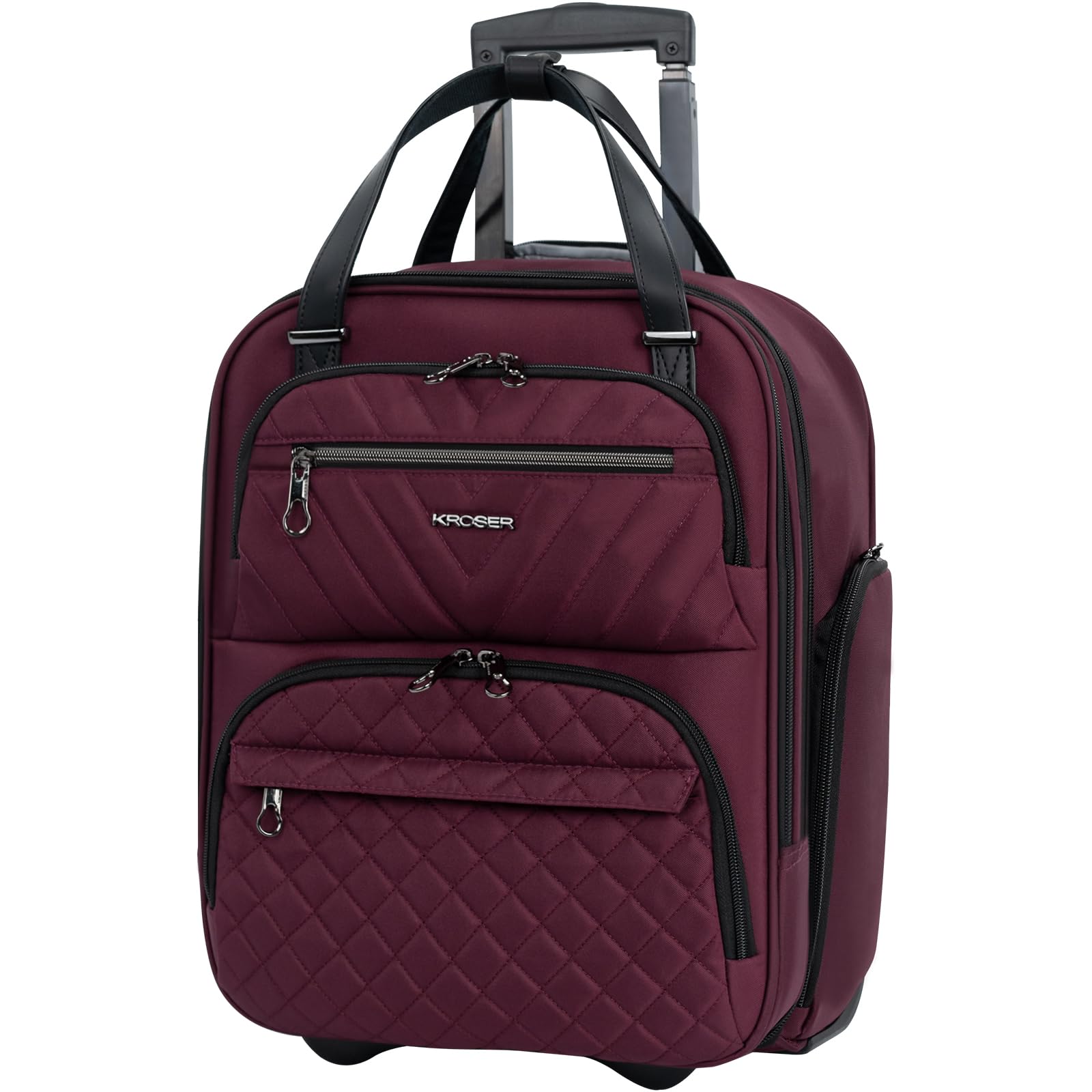 Photo 1 of **Handle Broken** KROSER Carry On Underseat Multi-functional, 16-inch Underseater Lightweight Overnight Suitcase for Women, Burgundy