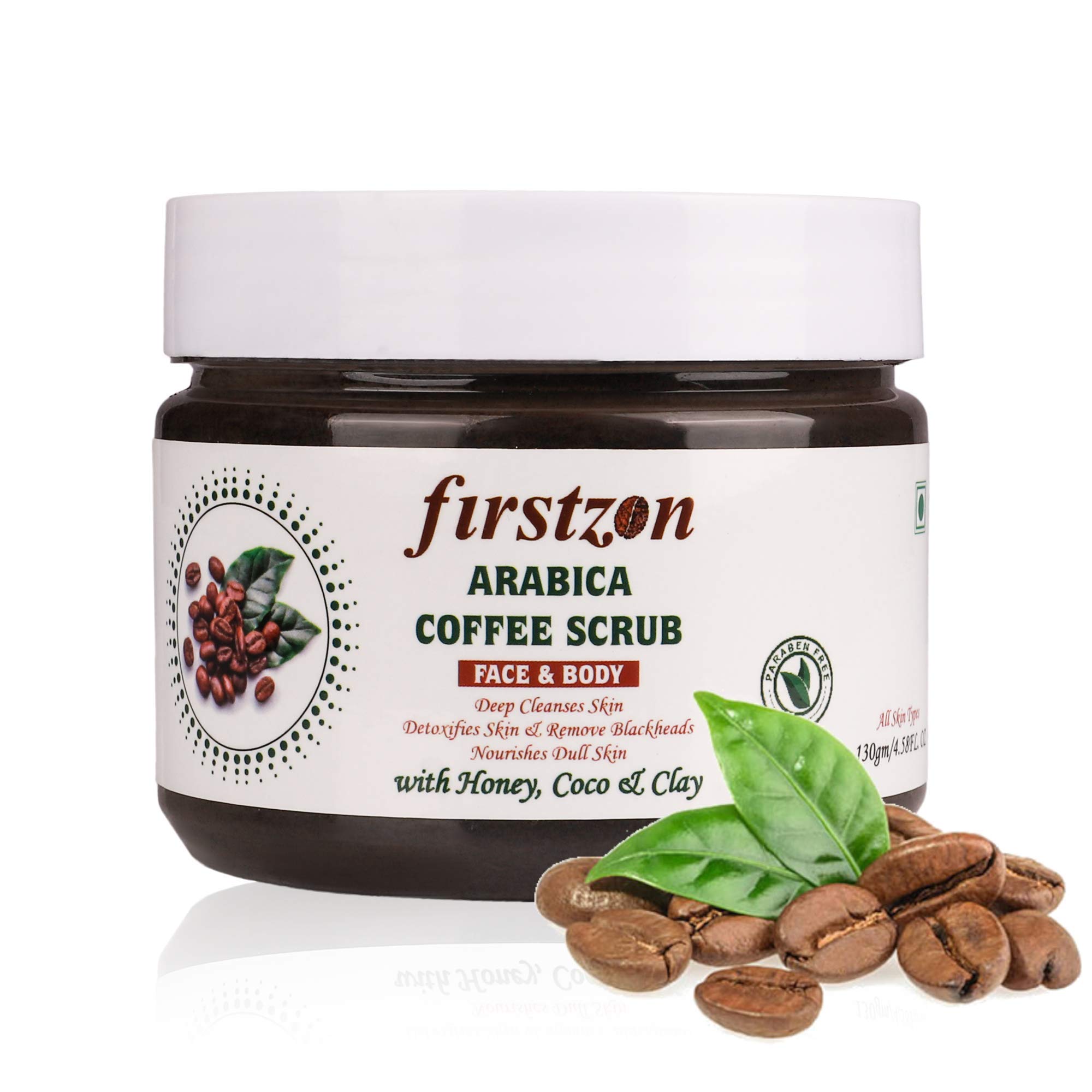 FIRSTZON Coffee Body Scrub | Coconut | Tan Removal | Oily/Normal Skin | Paraben & SLS Free scrub