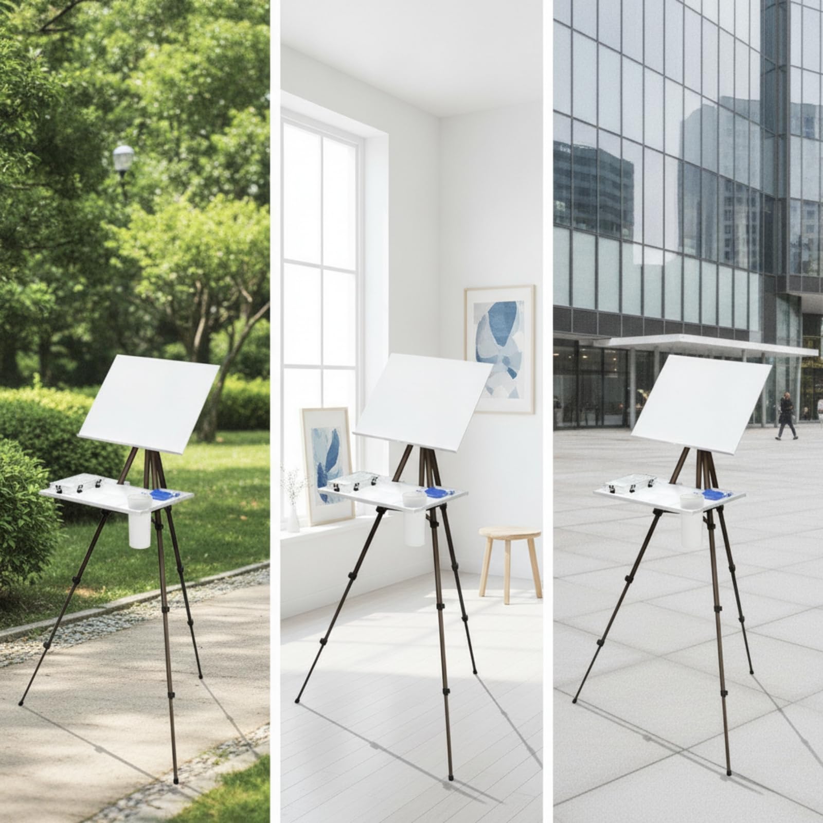 Milageto Chevalet Pliable Polyvalent Chevalet avec Plateau Robuste Support pour Plein Air, Déplacement, Atelier