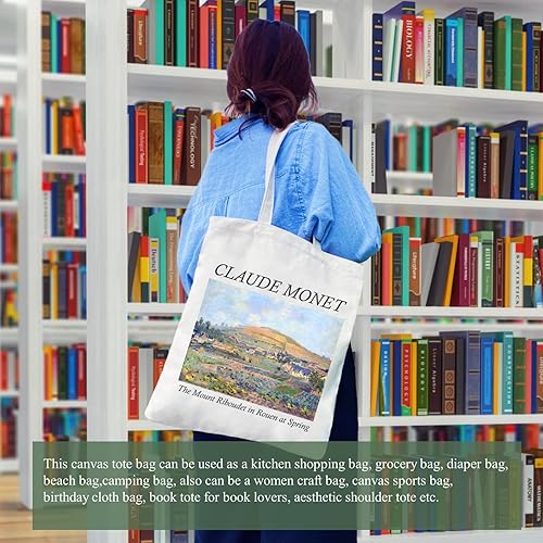 Miniatura 10 de Andeiltech Canvas Tote Bag Aesthetic Cute Vintage Tote Bags Book Shoulder bag Gifts Reusable Grocery Bags for Women