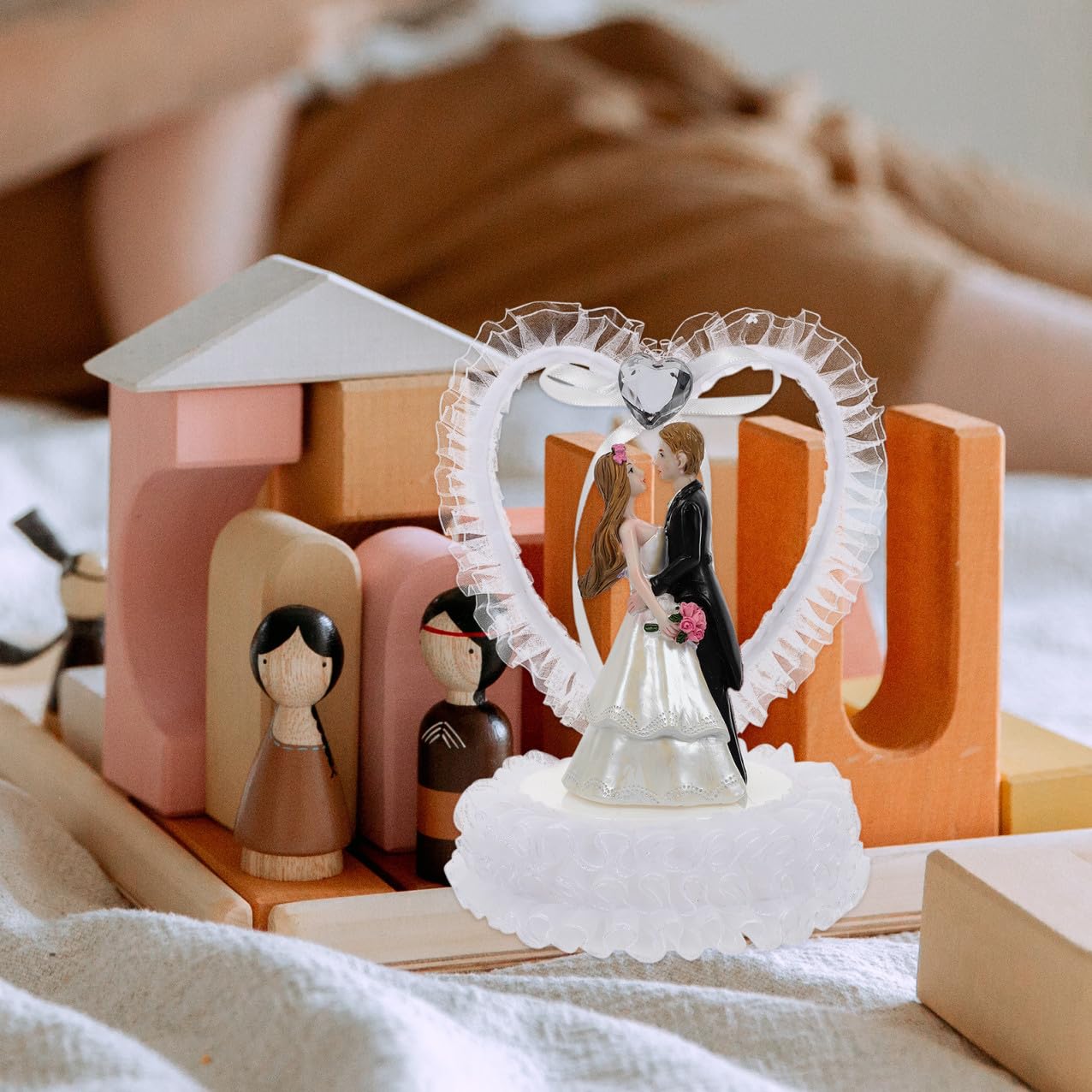 Kristall Brautpaar Figur Hochzeitstorte Deko Romantisches Tischdeko Klein