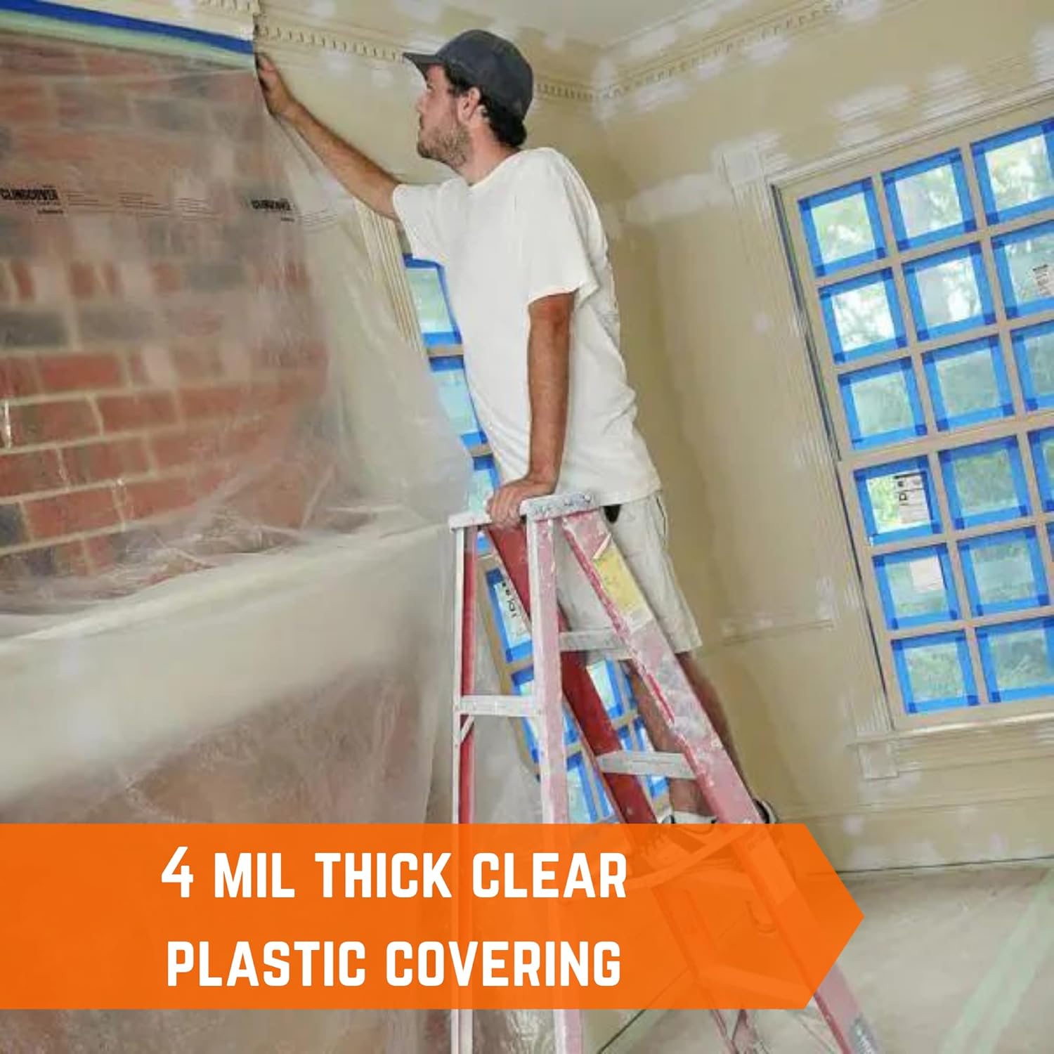 Vapor Barrier Supply - Clear Plastic Sheeting - 4 mil - (6' x 100') - Thick Plastic Sheeting, Heavy Duty Polyethylene Film, Drop Cloth Vapor Barrier Covering for Crawl Space