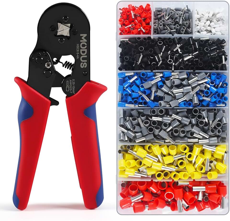 Alicate Crimpador Kit Prensa Terminais Com 1200 Terminais Tubulares Ilhós (0,25-10 mm²)