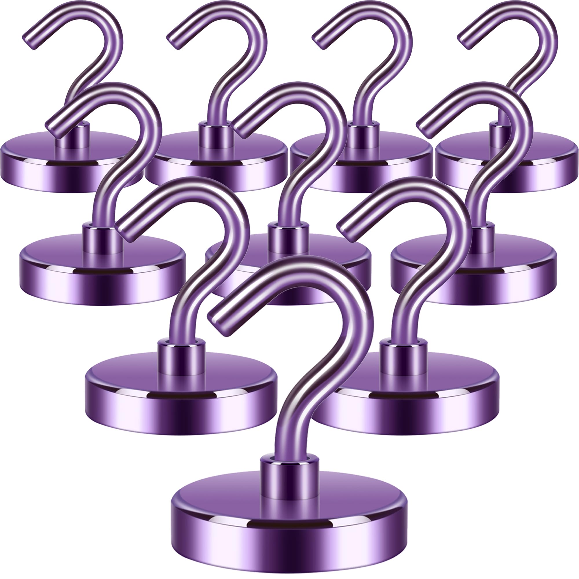 Neosmuk Magnetic Hooks, Heavy Duty 130lb+ Strong Magnet Hook for Cruise Cabins, Cruise Essentials 2026 for Hanging, Metal Wall Refrigerator Hangers (Purple, 10 Pack)