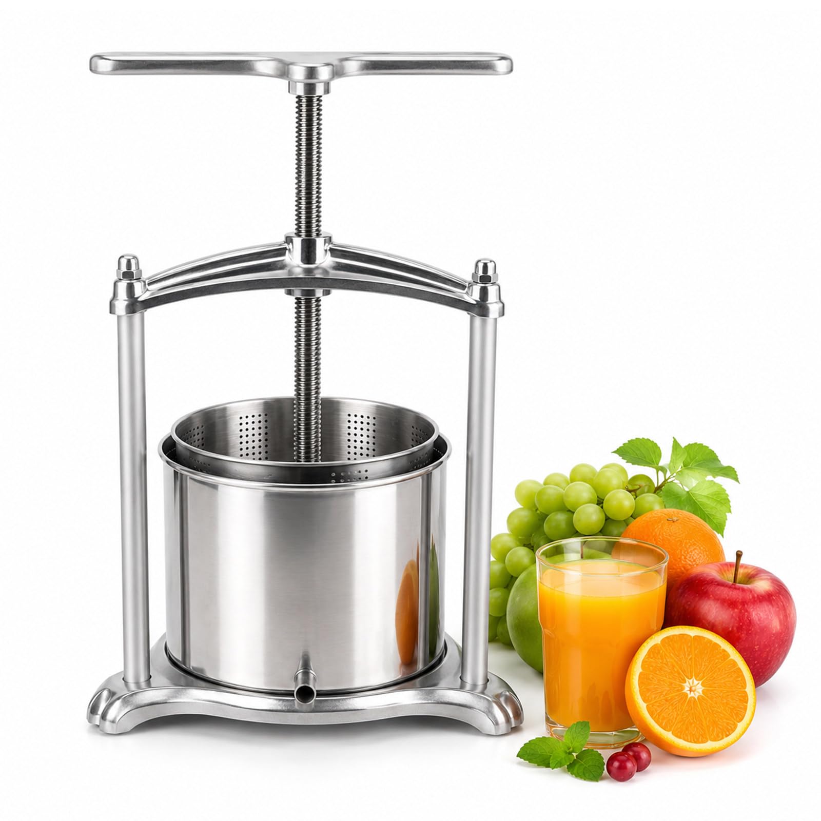 Ręczna prasa do wina owocowego 3 l/6 l, ze stali nierdzewnej i aluminium 3L