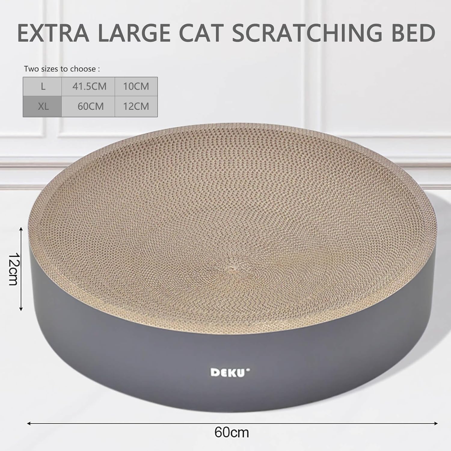 2 in 1 Round Cat Scratching Board, Cardboard Cat Scratcher for Indoor Cats, Corrugated Cat Scratch Pad for Grinding Claws and Rest (23.6")