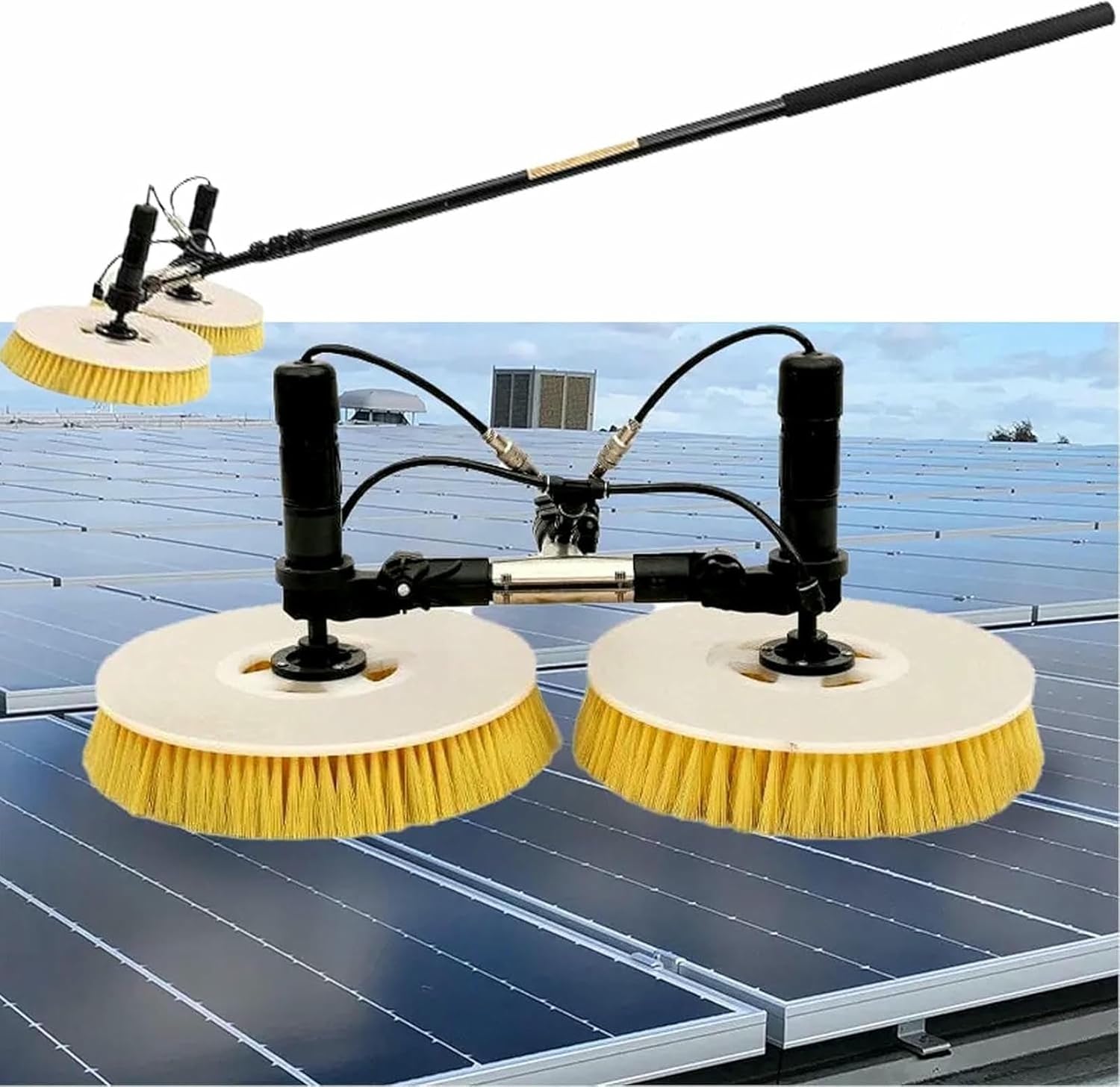 Solar Panel Cleaning Tool with 7.5m Pole, Rotating Automatic Window Glass Cleaner, Mains Powered for Easy Maintenance