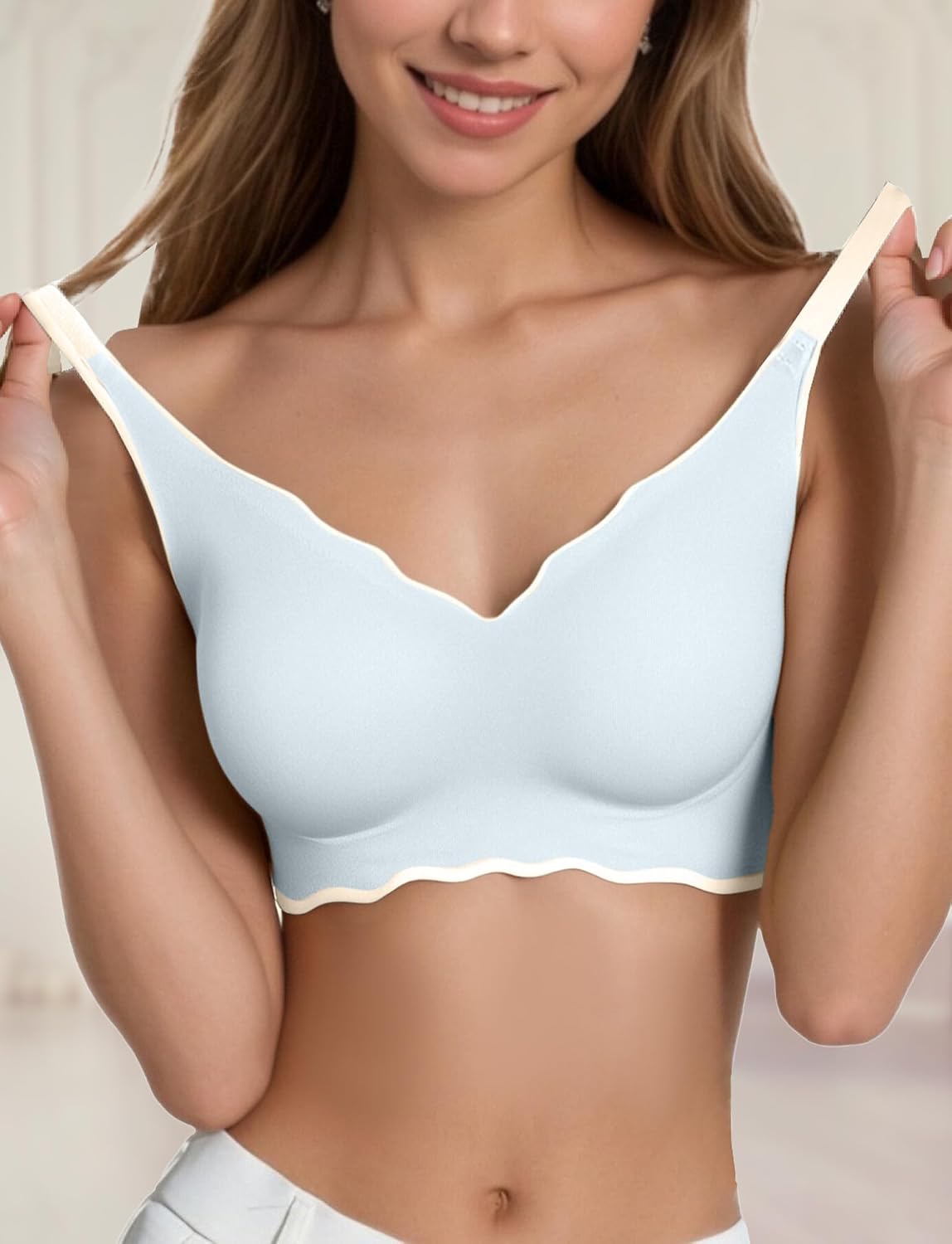 FEOYA Womens Girls Seamless Bras Wireless Bras Lightly Padded Adjustable Straps Breathable