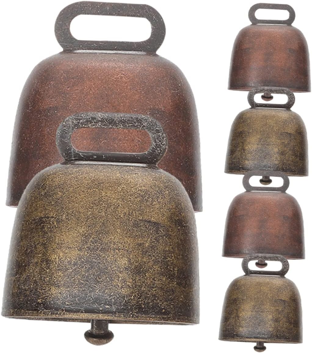 Ciieeo 2sets Vintage Copper Farm Bells Lost Animal Bells for Cattle and Pets for DIY Crafting and Animal Supplies Theft Accessories 6pcs*2