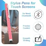 PATIKIL Stylus Pens for Touch Screens, 6 Pcs High Precision Universal Bling Stylus Crystal Metal Capacitive Pen for Touch Screen Devices Phone Tablets Laptop, Pink