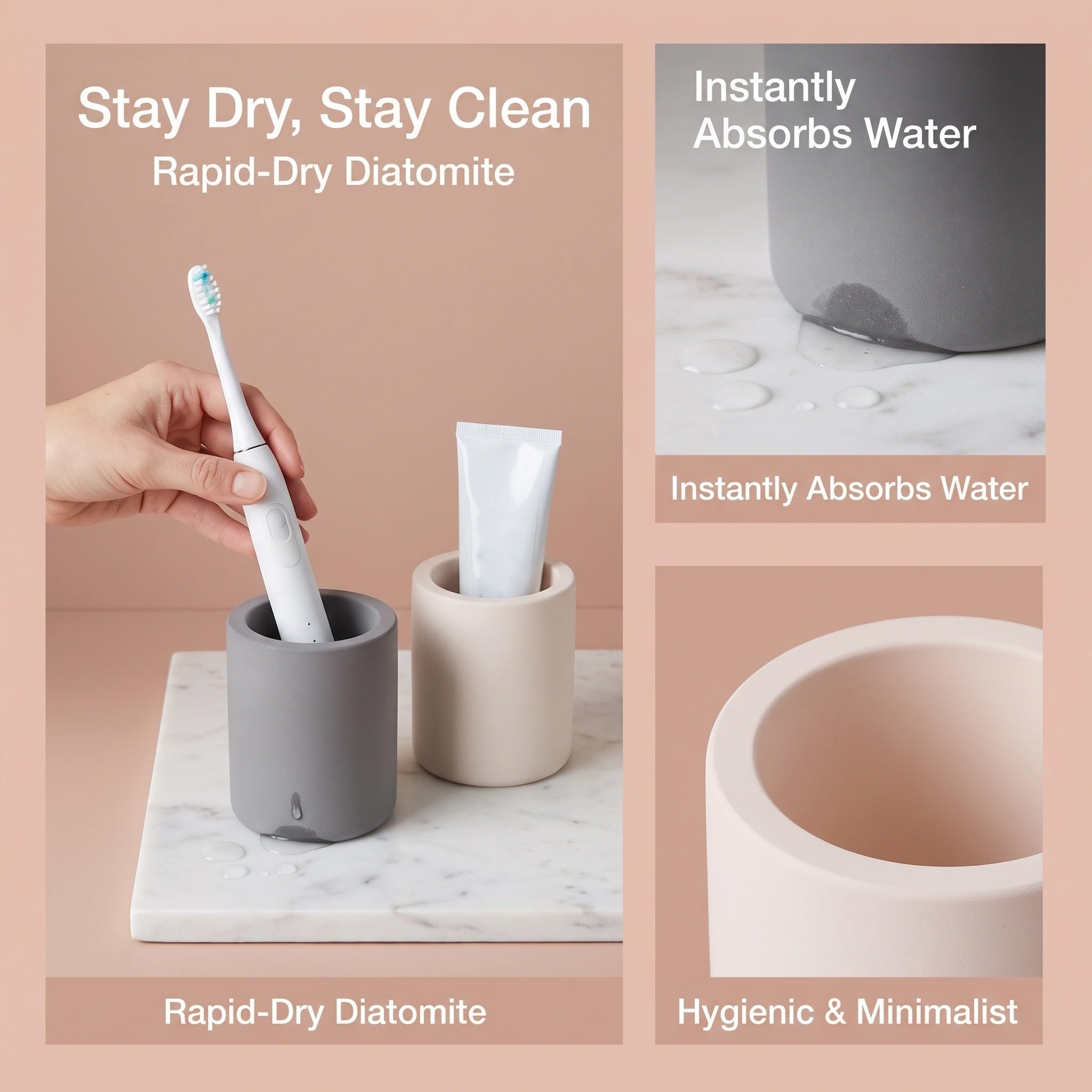 OUNONA 2 Soportes para cepillos de Dientes de diatomita, Vaso para cepillos