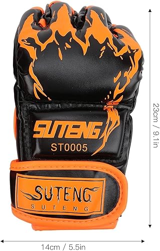 Miniatura 6 de Guantes de MMA, guantes profesionales de MMA sin dedos, de piel sintética, saco de boxeo Sanda, guantes de boxeo para saco de boxeo Sparring Muay