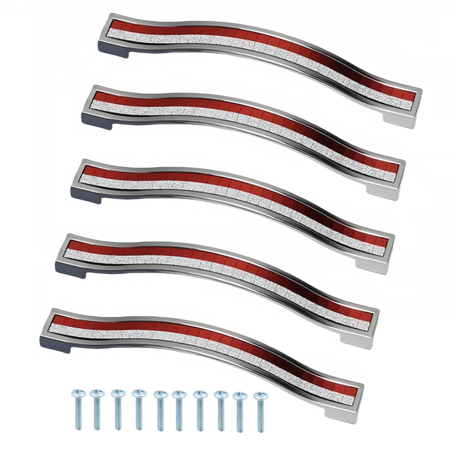 Dreneco Red Rhinestone Crystal Cabinet Handles Cupboard Handles Zinc Alloy Wardrobe Door Drawer Hardware Pull Handle 128mm, 5 Pack
