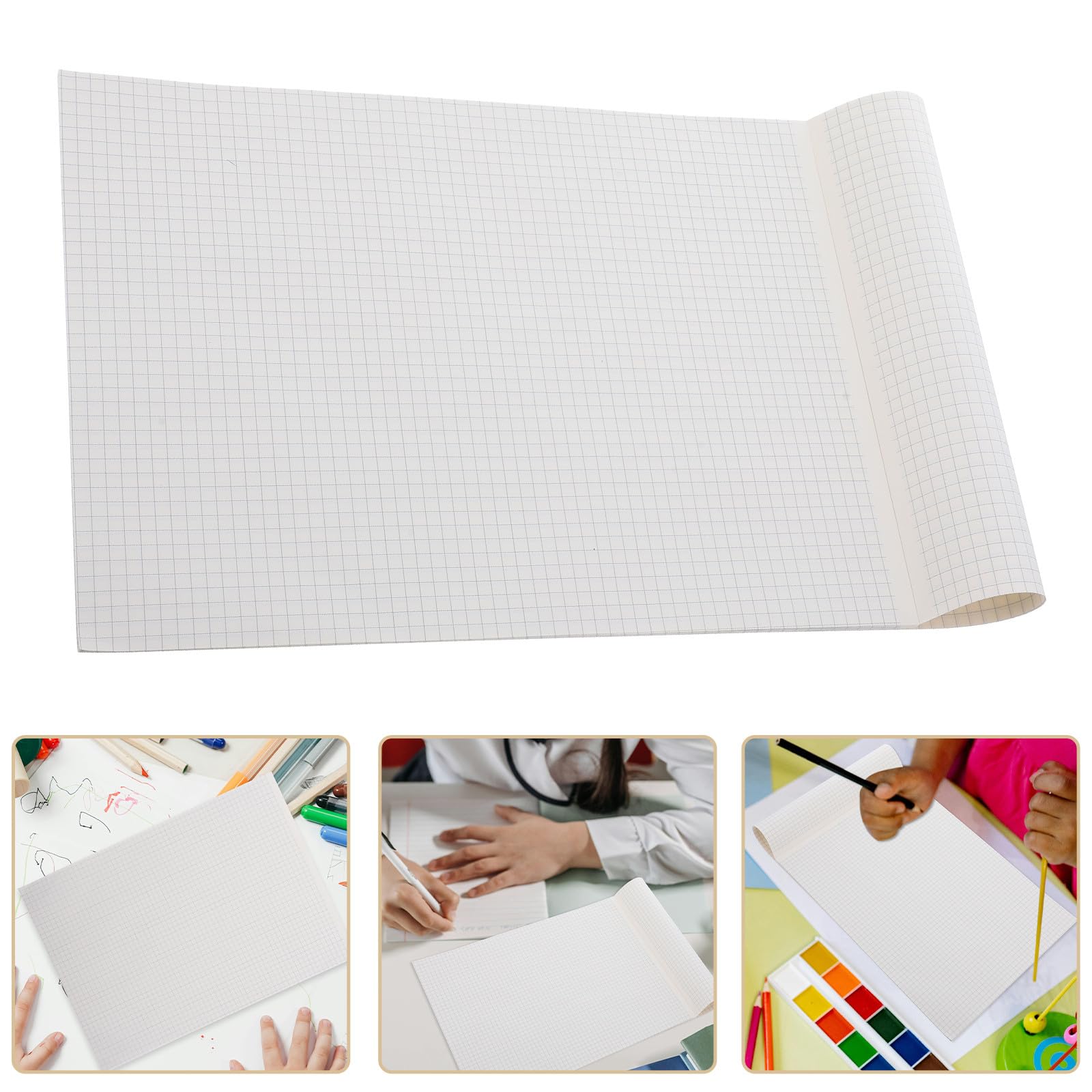 Bloc de Papier Millimétré Épais 40 Feuilles Grand Format pour Dessin et Écriture Scolaire