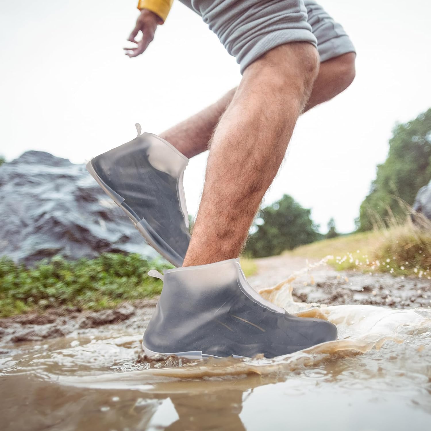 Waterproof Shoe Covers Slip-Resistant Overshoes Newly Upgraded and Latest Model for Men Women, Reusable Rain Boots for Outdoor, Cycling, Hiking, Work (Transparent, XL (Women 11-13, Men 10.5-13)) - Image 2