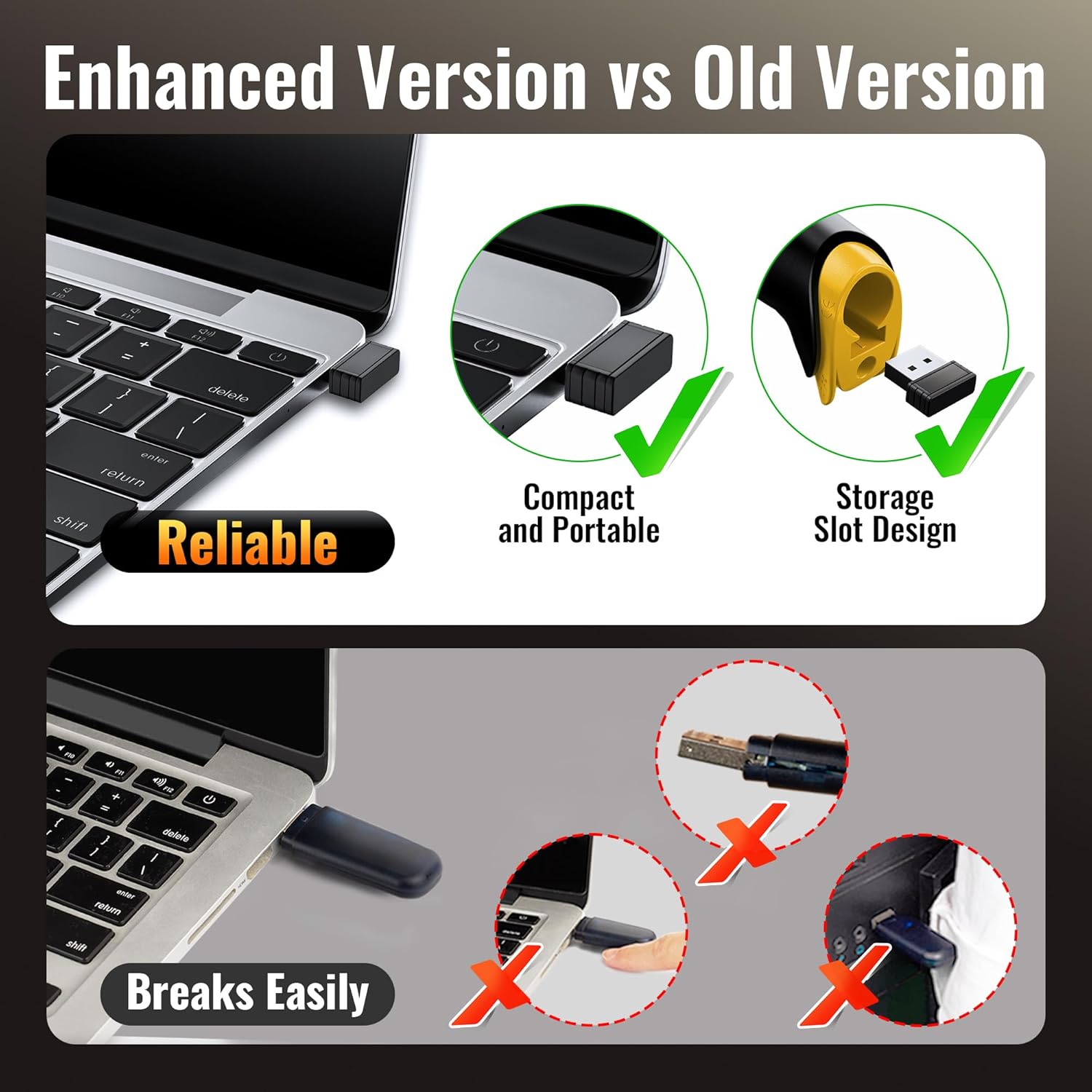 Tera Barcode Scanner Wireless Versatile 2-in-1 (2.4Ghz Wireless+USB 2.0 Wired) with Battery Level Indicator, 328 Feet Transmission Distance Rechargeable 1D Laser Bar Code Reader Handheld 5100 Yellow